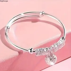 925 Pure Silver Lace Bracelet – Exquisite Pendant Bangle for Women, Fashion Jewelry for Daily Wear, Valentine’s Day & Popular Gift Idea