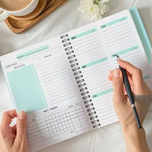 52-Week Weekly Planner Notebook, A5 Coilbound, Blue, Habit Tracker, Time Management, Efficient Study & Work Journal