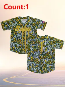 Men's Letter & Number Print Baseball Jersey, Casual Loose Fashion Short Sleeve Baseball Top for Daily Outdoor Wear, Men's Sportswear for All Seasons, Sport Outdoor Clothing Jersey Tee