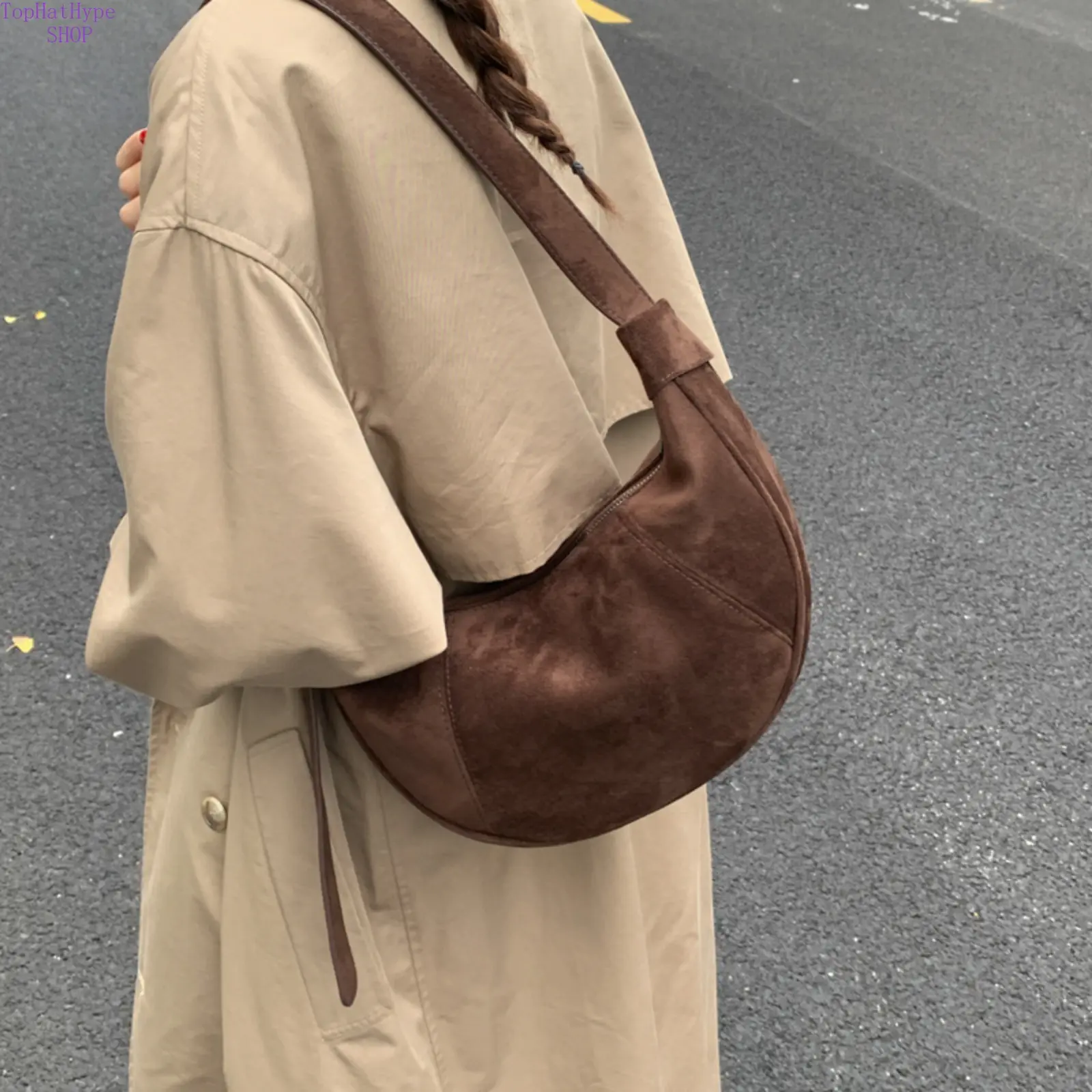 2026 New Large Capacity Crescent Horn Underarm Bag, Matte Genuine Leather Minimalist Dumpling Bag, Stylish Commute Shoulder & Crossbody Purse, Premium Texture Daily Bag Ideal for Work Commute, Shopping & Daily Outfits Matching
