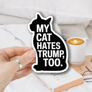Funny Angry Cat Sticker – ‘My Cat Hates Everything’ Meme, Vinyl Decal for Car, Laptop, Window