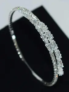 Fashion Cubic Zirconia Decorated Bangle, Double Layered Bracelets, Fashionable Bracelet, Trendy Bangles, Fashion Jewelry for Party, Daily Clothing Decor, Trendy All-match & Exquisite Jewelry for Birthday Gift, Fashion Jewelry Accessories
