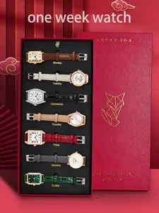 Women's Analog Quartz Watch Set, Round & Square Watches & Geometric Dial Brown Pu Leather Strap Wristwatch, Classic Holiday & Birthday Gift Set for Women & Girls, Girlfriend Gifts with Box