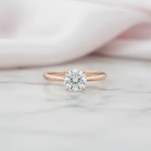 14k Rose Gold 3.5 Ct Diamond Option Solitaire Engagement Ring
