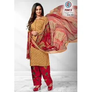 Mustard & Red Printed Salwar Kameez Set with Dupatta | #1006 | 3‑Piece Suit