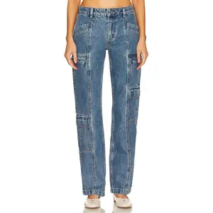 GRLFRND Naomi Low Rise Slim Cargo Jeans in Inwood Hill