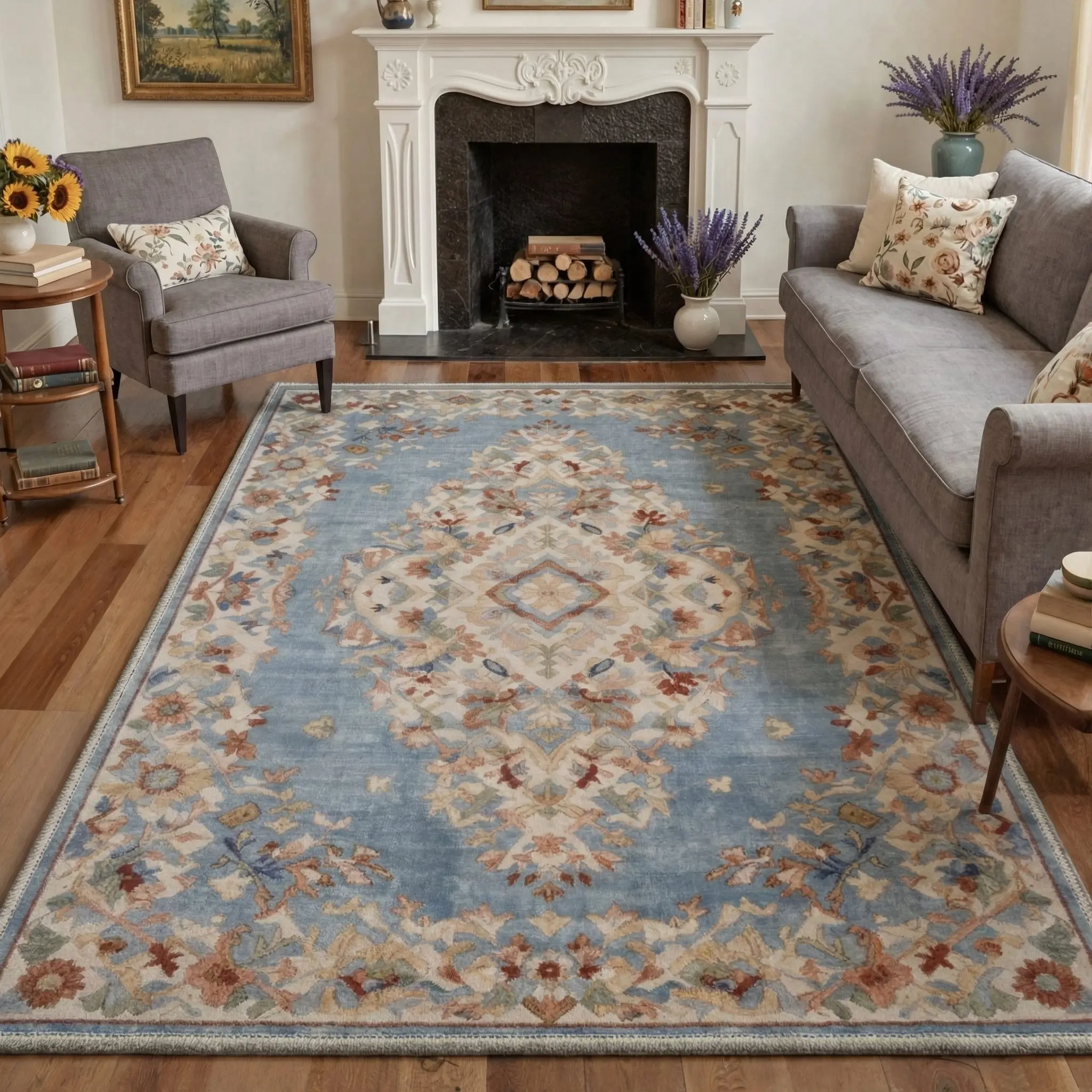 【Deals For You Days】GENIMO Area Rug – Pet Friendly, Non-Slip, Soft, Machine Washable Floor Rug, Home Carpet Ideal for Living Room, Bedroom, Kitchen, Hallway, Stylish Interior Decor ,ARP1977-PETAL