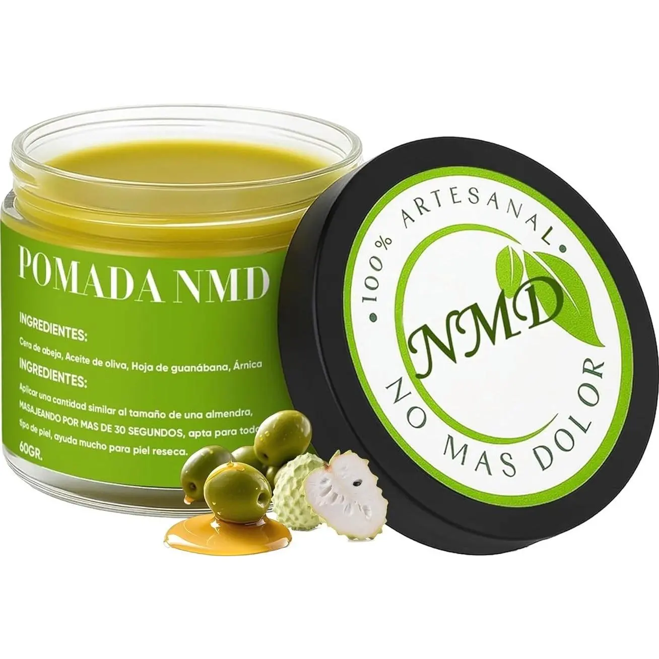 Pomada NMD, Pomada NMD para Dolor, Joint & Muscle Support Cream for Knee, Neck, Hip, Hands, Feet, with Soursop, Arnica, Olive Oil, Beeswax and Hemp Seed Oil, Non-Greasy 2oz Cream (1)