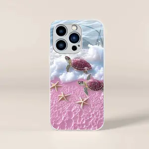 Cute tropical summer vacation phone case, clear coastal island ocean bumper for iPhone 17/16/15/14 Pro Max and Samsung S26/S25/S24 Ultra — 975