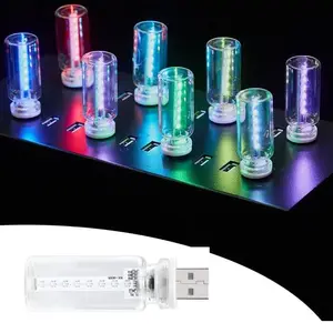 Car USB Night Light Touch Dimmable LED Filament Lamp, Plug & Play Ambient Lighting for Bedroom, Desk, and Car Decor Car USB Light, 13in1 Touch Adjustment USB LED Car Lights, Mini Glass Bottle LED Bulb Night Lights, 13 Modes & 7 Colors for Vehicle Bedroom