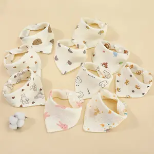 Baby Triangle Bib Four Layers Gauze Soft Drool Cloth, Newborn Feeding Bib Thin and Lightweight Adjustable Bib Straps for Spring & Summer, Perfect for Baby Care