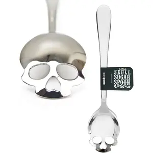 Skull Teaspoon - Gothic Home Decor - Goth Gifts - Spooky Home Decor - Gothic Accessories - Sugar Spoon - Halloween Kitchen - Skull Kitchen - Spooky Coffee Slotted Spoon - Halloween Gifts