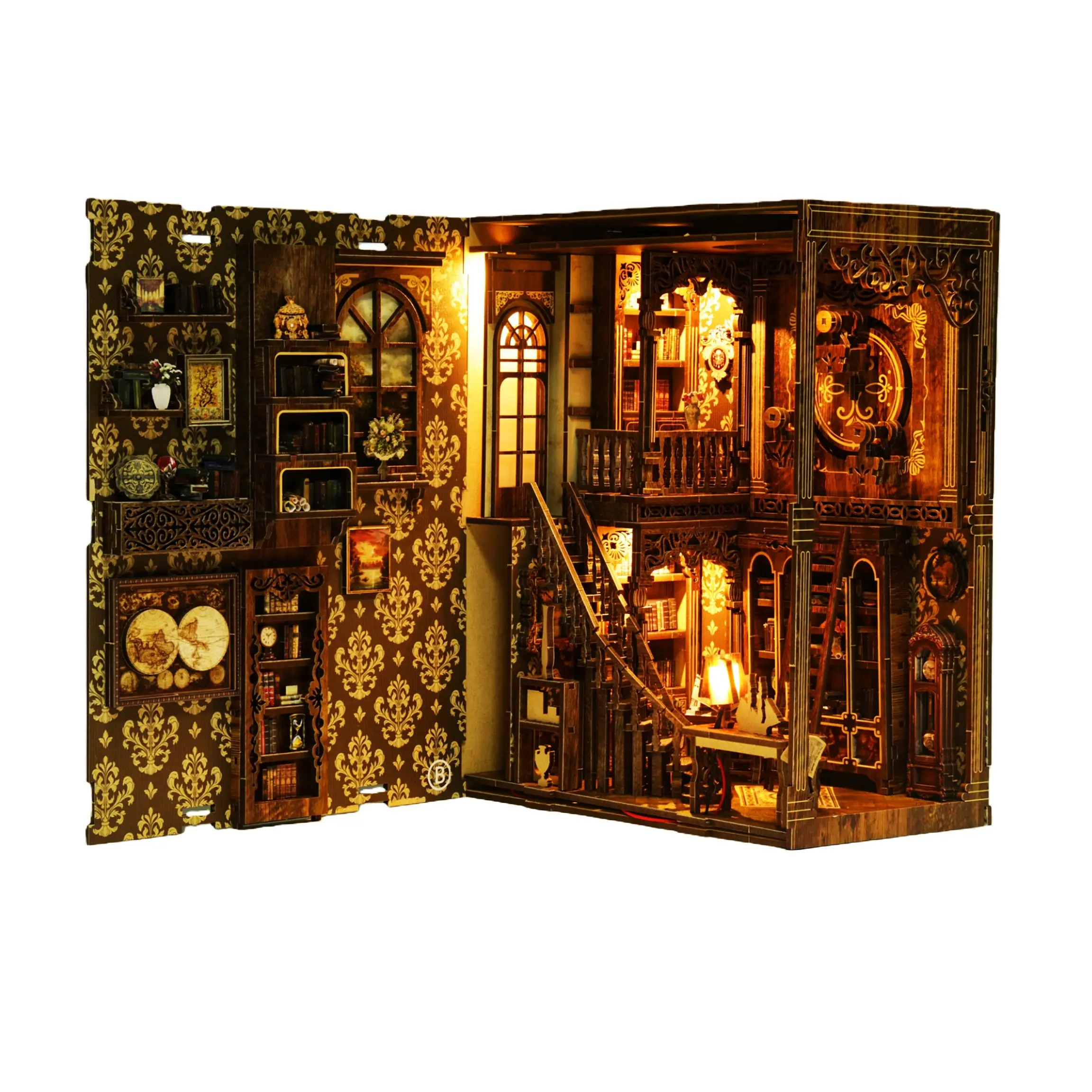 DIY hut 3D three-dimensional hand-assembled booklet toy house, Christmas gift toy house,book nook,mini house,doll house,wooden dollhouse kit,victorian dollhouse,miniature house kit,miniature kit,dollhouse[Antique book collection room]