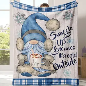 Snowflake Christmas Flannel Blanket, Warm Soft Plush Throw For Sofa Bed Couch, Home Comfort Lightweight Travel Camping Office Chair Bed Cover