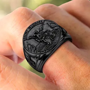 FaithHeart St Michael Religious Jewellery Stainless Steel Men Rings
