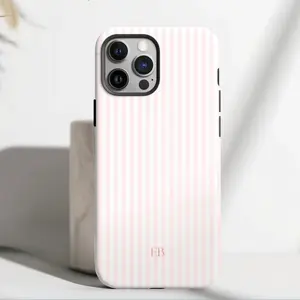 Personalized Pink Phone Case Monogram Phone Case Aesthetic Pink Striped Phone Case Summer Coastal Phone Case Preppy Phonecase Beachy.iPhone 17 16 15 14 13 12 11cases