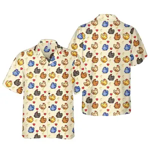 Stardew Valley Chicken Pixel Hawaiian Shirt, Cozy Game, Retro Video Game Farm Animals & Crops, Cute Gamer Gift, Farming Shirt