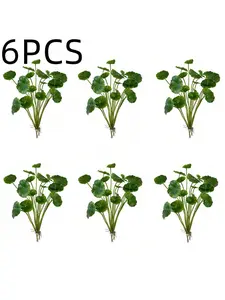 6Pcs Fake Pond Plants, 7 Leaf Lotus, Seven Leaf Lotus, 7 Leaf Lotus Flower, Seven Leaf Lotus Plant, Simulated Lotus Leaf Decor for Home Room Office Garden Gift
