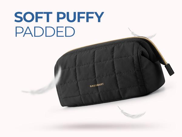 BAGSMART Makeup Bag, Puffy Padded Travel Cosmetic Organizer for Women, Wide-Open Makeup Case for Toiletries, Accessories, and Brushes TikTokShopHolidayHaul