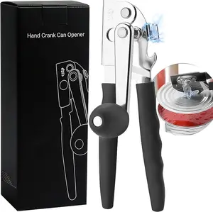 Commercial Can Opener Heavy Duty Manual Can Opener with Ergonomic Easy-Turn Crank, Soft Handles & Oversized Knob, Stainless Steel Hand Crank Can Opener for Seniors, Restaurant, Home Kitchen, BBQs & Outdoor Events