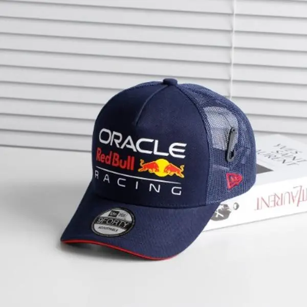 Oracle Red Bull Racing New Era 9FORTY Adjustable Cap – White, Curved Brim, Motorsport Formula Racing Hat, Embroidered Logo