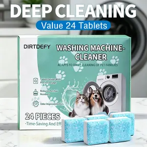 Washing Machine Cleaner 24 PCS, Powerful Deep Cleaning Tablets, Odor & Residue Remover, Suitable for HE Front Loader & Top Load Washer, Clean Drum, Laundry Tub and Seal, Eco-Friendly, 1 Year Household Supply