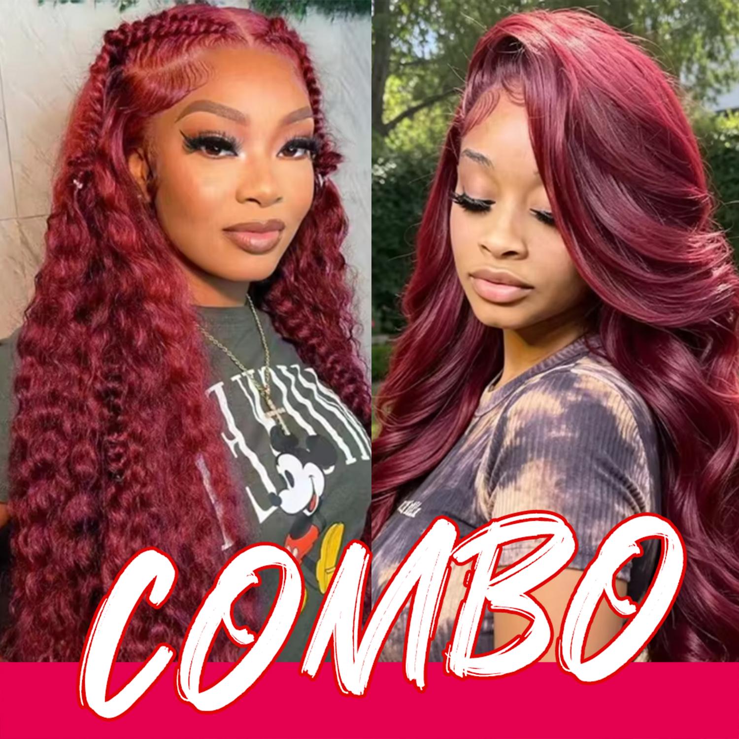 [Flash Live 16+24 inch Combo] 2Pcs 13x4 HD Lace Front Wigs Human Hair | Any Color + Any Texture Free Combo | Body Wave/Straight/Deep Natural & Colored Wig | 180% Density Pre Plucked for Black Women