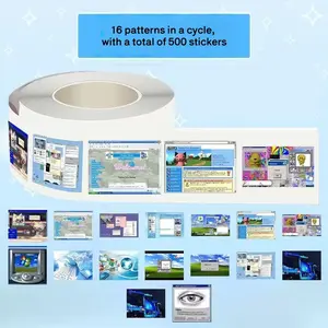 500 Sheets Vintage Webcore Background Stickers Roll, 16 Patterns for Water Bottle Phone Case Envelope Sealing Decorations