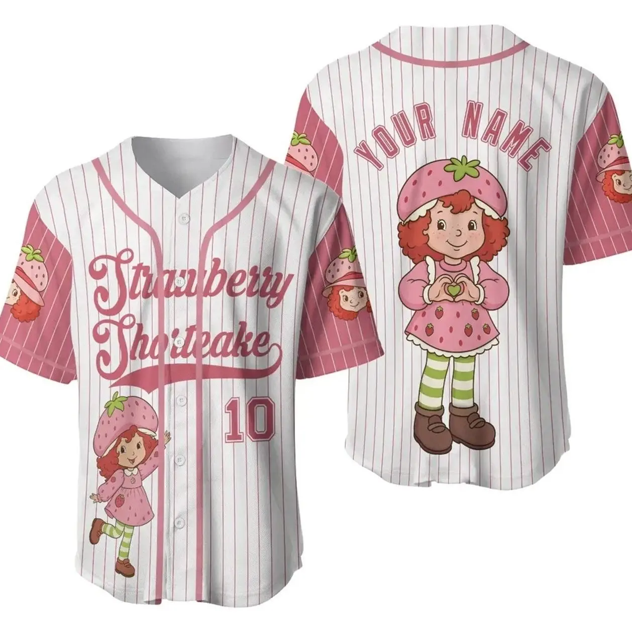 Custom Strawberry Shortcake Baseball Jersey Personalized Cartoon Girl Gift