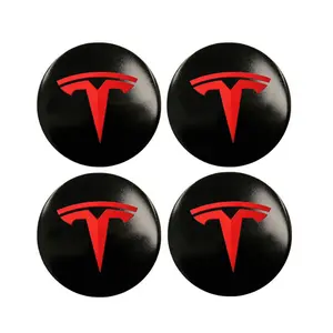 4pcs Wheel HUB Center Cap Stickers for Tesla Model Y 3 X S, Aluminum Metal Logo Decals, Car Accessories, Tire Branding Stickers
