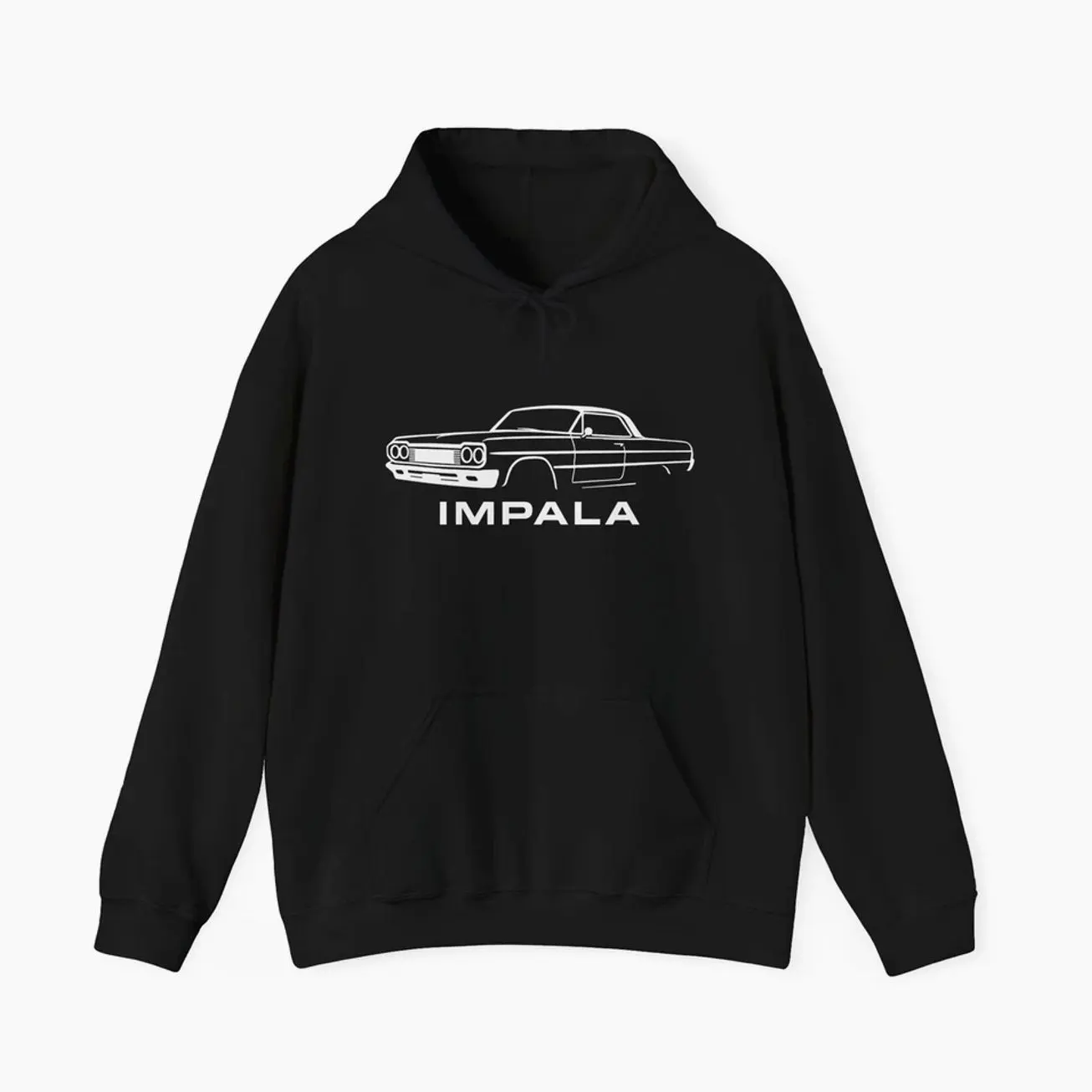 1964 Impala Hoodie – Classic Lowrider Car Outline Design T-Shirt Sweatshirt, Car Enthusiast and Fans Gift