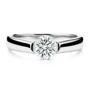 Solitaire 0.8ct Bezel CZ Ring in Sterling Silver