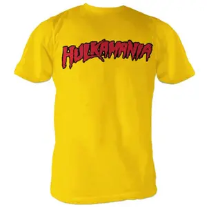 Hulkamania Gold T-shirt Classic 80s Hulk Hogan Tee Yellow 100% Cotton Menswear Streetwear Casual Top
