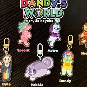 Dandy's World Main Toon Acrylic Keychain Charms! (Astro, Sprout, Shelly, Vee, Pebble, Dandy, Dyle)
