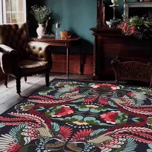 Floral Pattern Carpet, Non-slip Soft Floor Mat, Floral Boho Area Rug for Home Living Room Bedroom Study Room, Home Decor