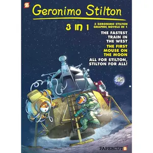 USED-Geronimo Stilton 3-In-1 #5: Collecting the Fastest Train in the West, First Mouse on the Moon, and All for Stilton, Stilton for All! by Stilton, Geronimo (Paperback)