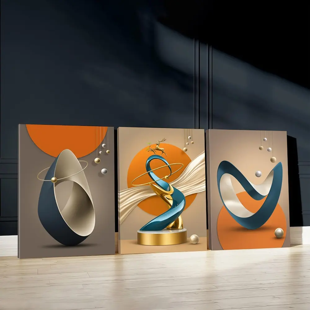 3pcs Abstract Design Decorative Wall Art, Abstract Pattern Print, Modern Minimalist Design, Luxury Vibes Poster, Christmas Spirit Art Prints, Home Decor, Modern Wall Paintings, Canvas Posters, Decor for Living Room, Bedroom, Housewarming Gift, With Frame