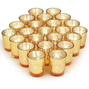 Gold party decorations 72pcs mercury glass gold votive candle holders set for wedding bridal and baby shower