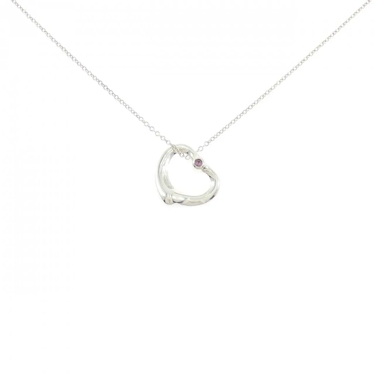 Pre-owned Tiffany & Co. Sterling Silver 925 (Ag925) Small Leather Goods Open Heart 925 Necklace