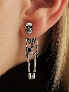 Halloween skull skeleton detachable earrings with retro style skull hanging earrings, suitable for Halloween and all year parties