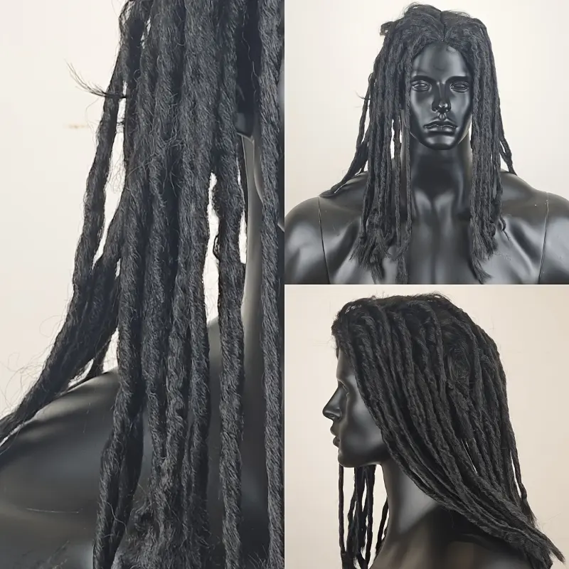 1pc Fashionable Acrylic Braided Wig, 130% Density Coily Hair, Non-Washable, Coverless Style for Stage Performances, Halloween, Mardi Gras, Football - Black, Wig Accessories
