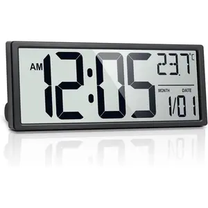 16" Large Digital Wall Clock  Operated with Big Display Numbers, Temperature and Date, Auto DST and , for Office, Classroom, Gym, Bedroom, Living Room