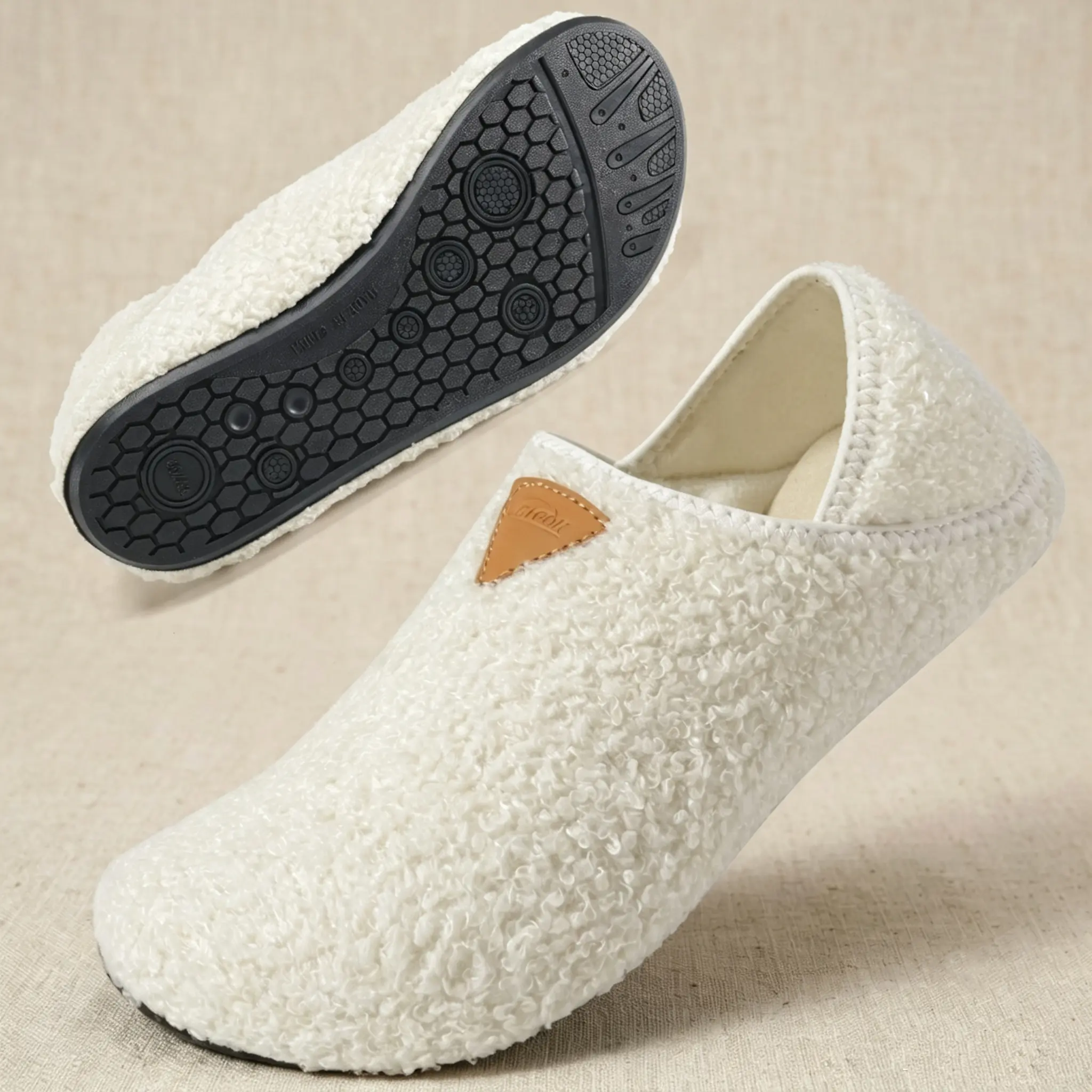 Cozy Fleece Barefoot Slippers for Women Men Non-Slip Warm Fuzzy House Shoes Indoor Outdoor Lightweight Slip-On Loafers