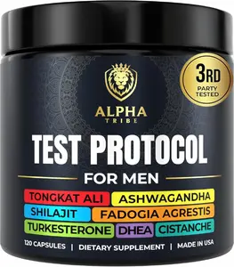 Alpha Tribe Test Protocol – Herbal Supplement with Ashwagandha & Tongkat Ali | Energy, Strength & Wellness Support Fitness Healthcare
