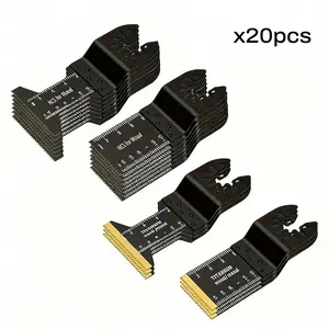 20PCS Oscillating Tool Blades, Titanium & HCS Oscillating Saw Blades for Metal/Wood/Plastic Cutting, Curved Edge Multi Tool Blades Compatible with Dewalt Bosch Milwaukee Ryobi