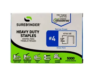 1/2" Heavy Duty Narrow Crown Staples - 5000 Count | #4 Series
