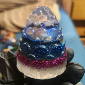 3rd Eye OrgoneInnerG Pine Cone with Blue and Purple Glitter Accents for Energy Enhancement