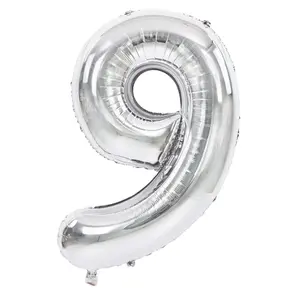 34 In. Silver Number 9 Balloon