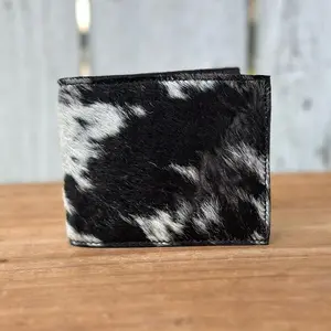 Genuine Black and White Cowhide Leather Wallet with 6 Interior Card Slots | Handmade in Mexico