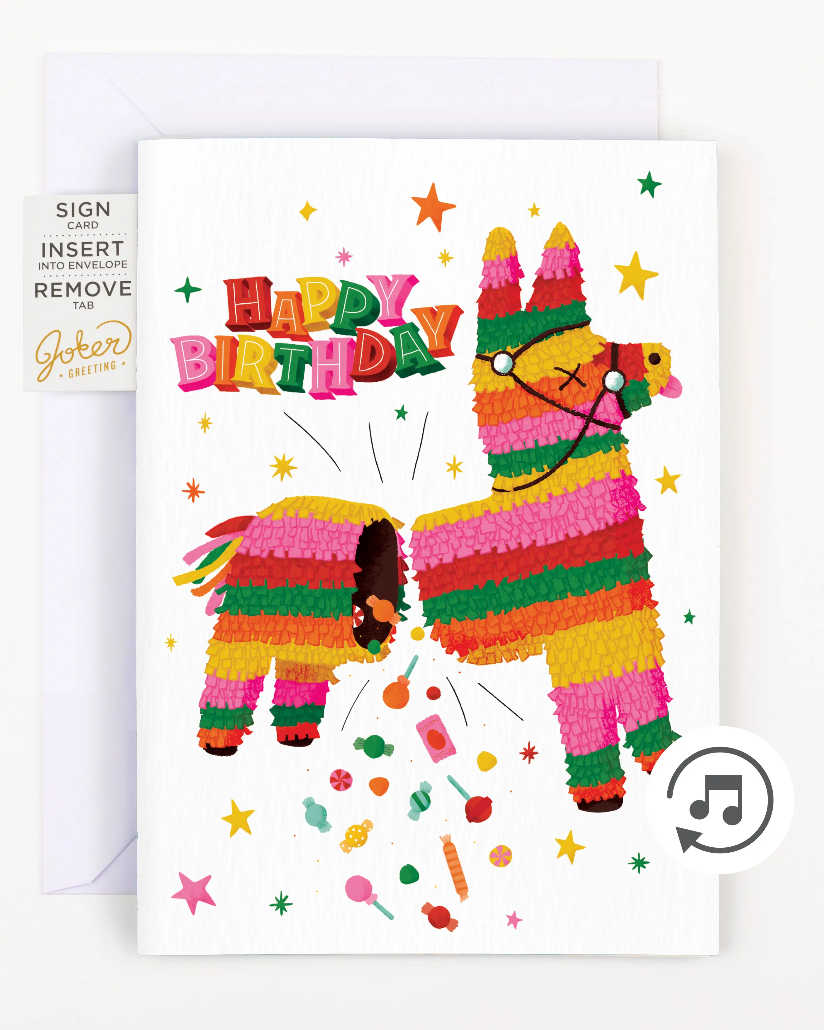 Endless Piñata Birthday Card with Glitter and Sticker Surprise